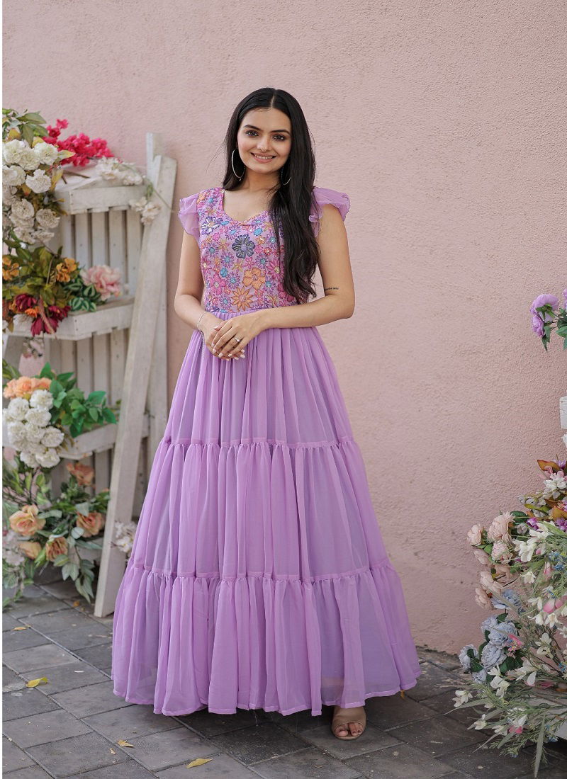 KA 1053 Fancy Georgette Long Gown Catalog
